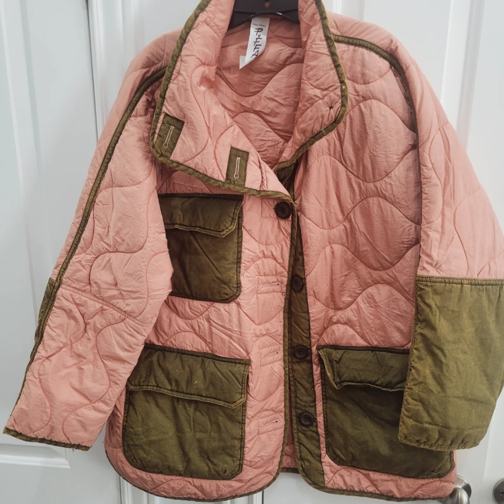 Rare!!!Free people puffa Mixed military jacket